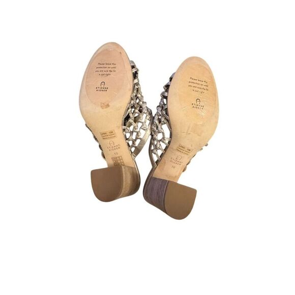 Etienne Aigner Lanai Women's Gray Woven Leather Mules Size 10 - Picture 9 of 12